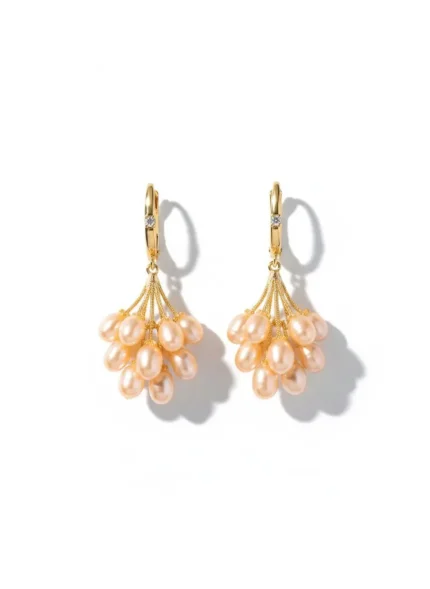 Серьги с розовым жемчугом